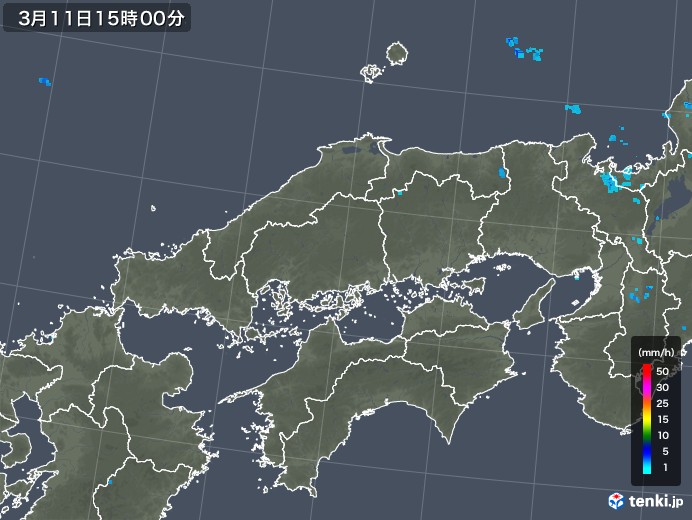 中国地方の雨雲レーダー(2019年03月11日)