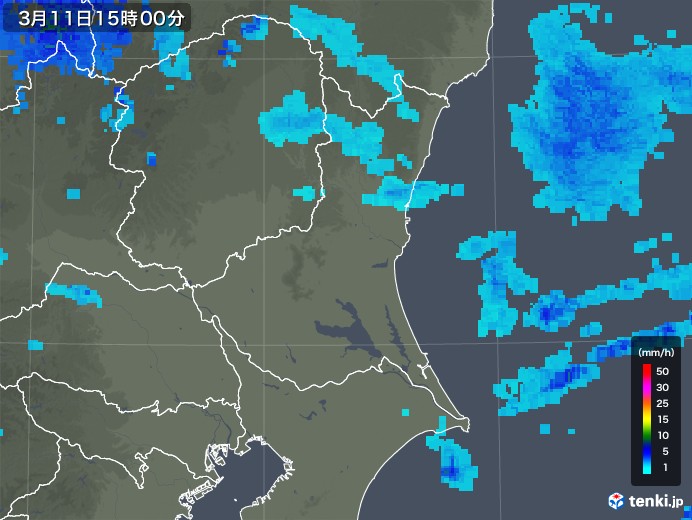 茨城県の雨雲レーダー(2019年03月11日)