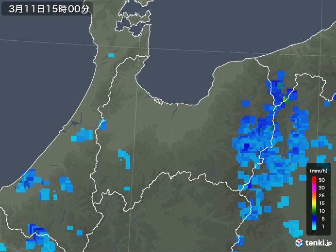 富山県の雨雲レーダー(2019年03月11日)