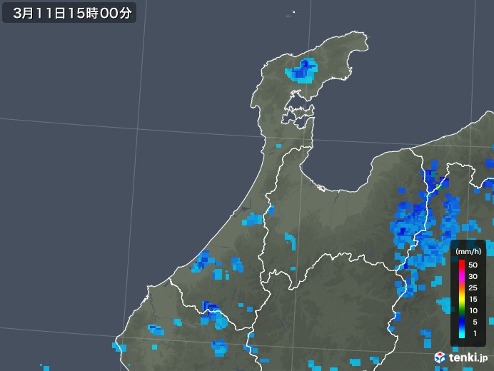 石川県の雨雲レーダー(2019年03月11日)