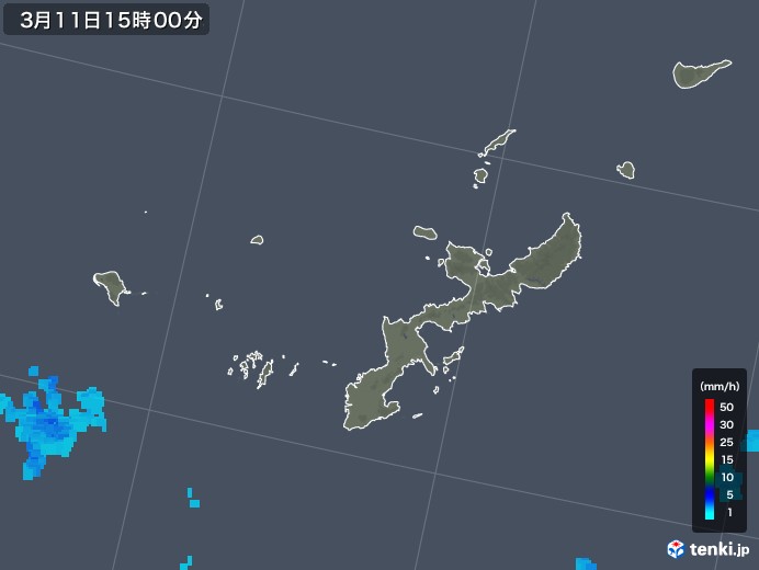 沖縄県の雨雲レーダー(2019年03月11日)