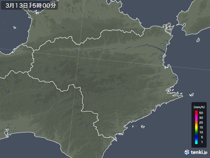 徳島県の雨雲レーダー(2019年03月13日)