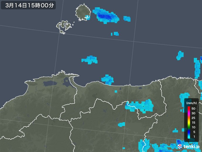 鳥取県の雨雲レーダー(2019年03月14日)