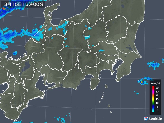 関東・甲信地方の雨雲レーダー(2019年03月15日)