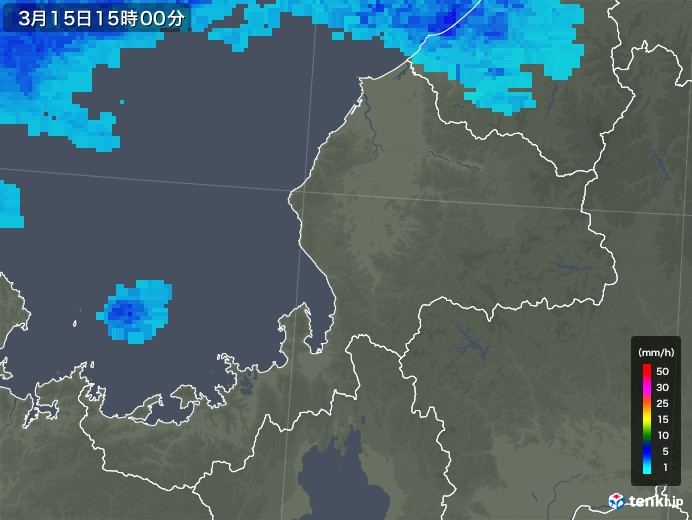 福井県の雨雲レーダー(2019年03月15日)