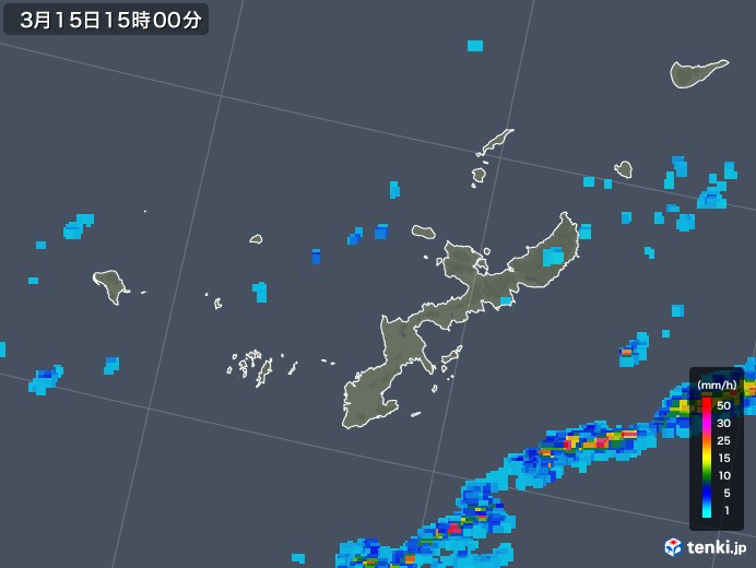 沖縄県の雨雲レーダー(2019年03月15日)