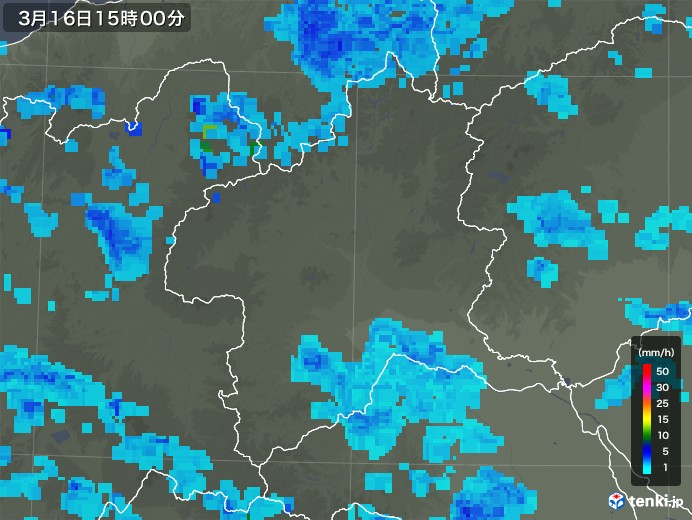 群馬県の雨雲レーダー(2019年03月16日)