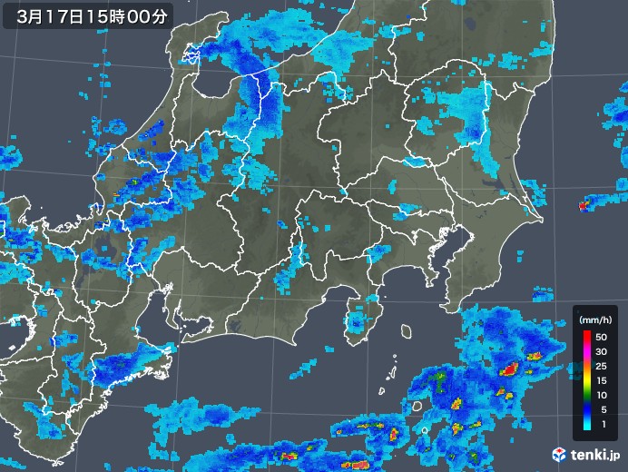 関東・甲信地方の雨雲レーダー(2019年03月17日)