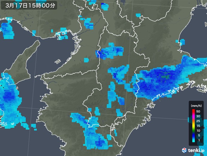 奈良県の雨雲レーダー(2019年03月17日)