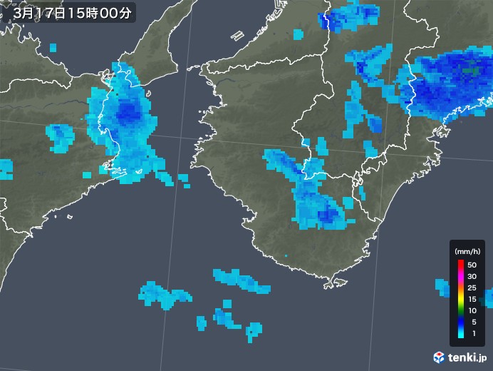 和歌山県の雨雲レーダー(2019年03月17日)