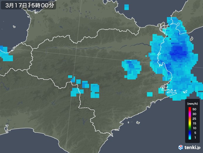 徳島県の雨雲レーダー(2019年03月17日)