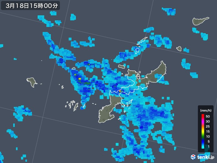 沖縄県の雨雲レーダー(2019年03月18日)