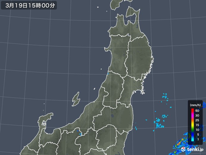 東北地方の雨雲レーダー(2019年03月19日)