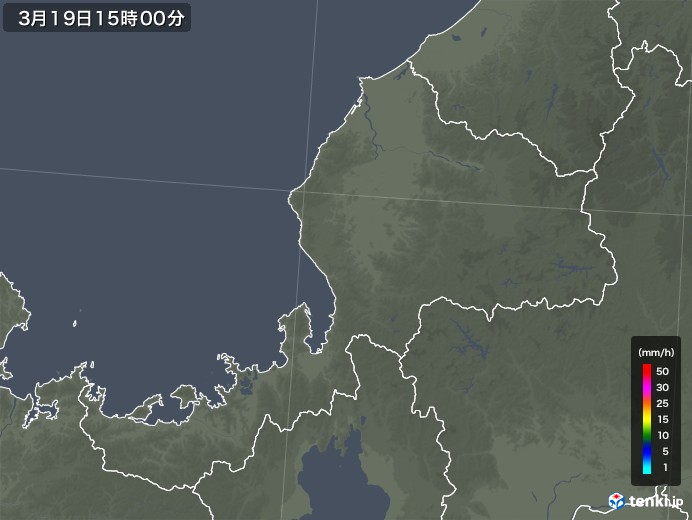 福井県の雨雲レーダー(2019年03月19日)