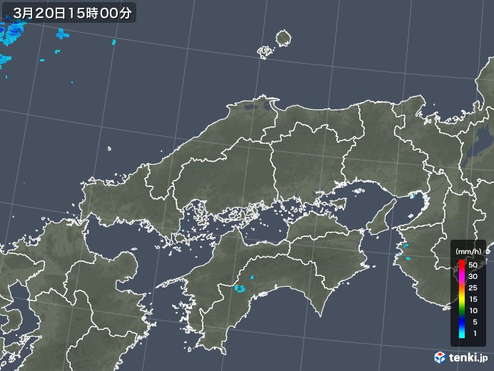 中国地方の雨雲レーダー(2019年03月20日)
