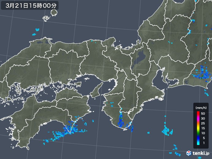 近畿地方の雨雲レーダー(2019年03月21日)