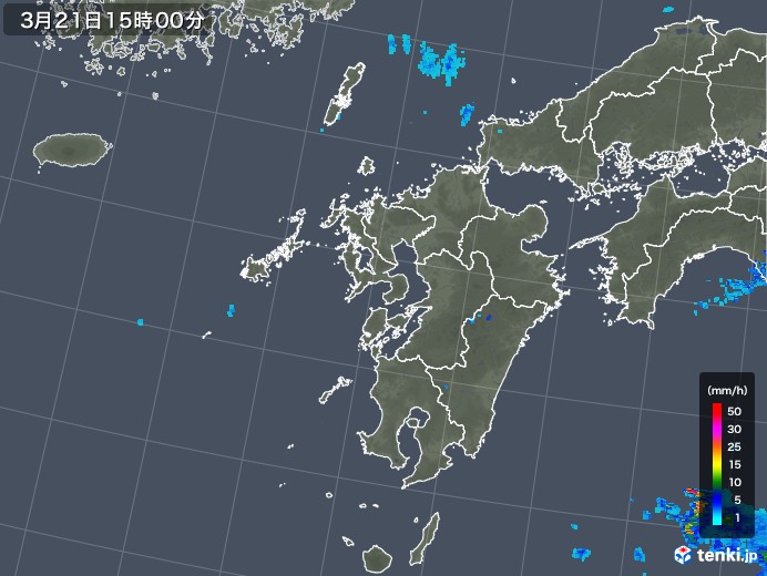 九州地方の雨雲レーダー(2019年03月21日)