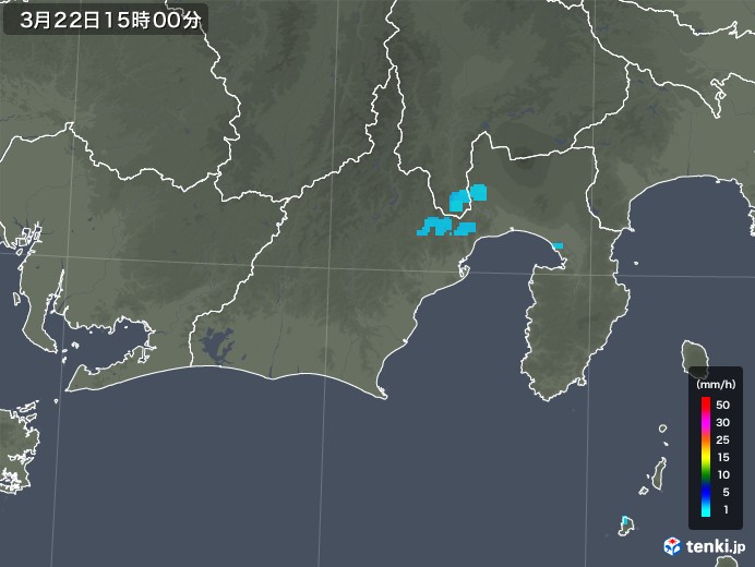 静岡県の雨雲レーダー(2019年03月22日)