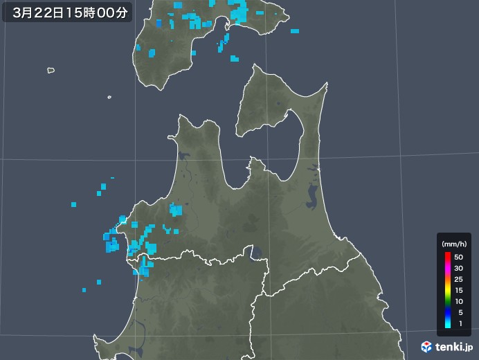 青森県の雨雲レーダー(2019年03月22日)