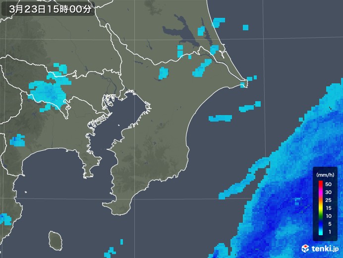 千葉県の雨雲レーダー(2019年03月23日)