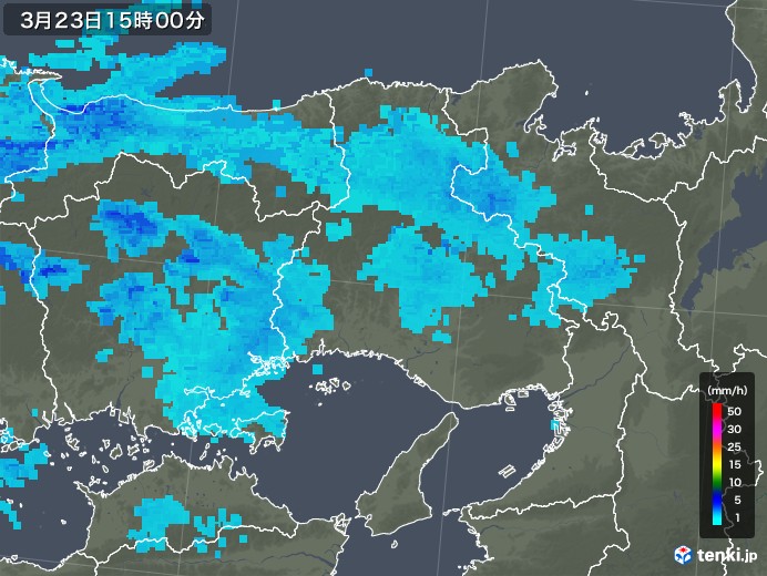 兵庫県の雨雲レーダー(2019年03月23日)