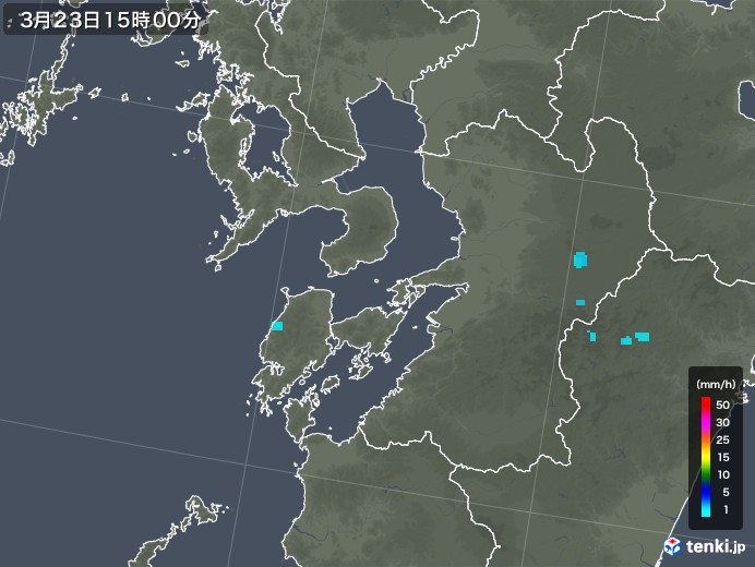 熊本県の雨雲レーダー(2019年03月23日)