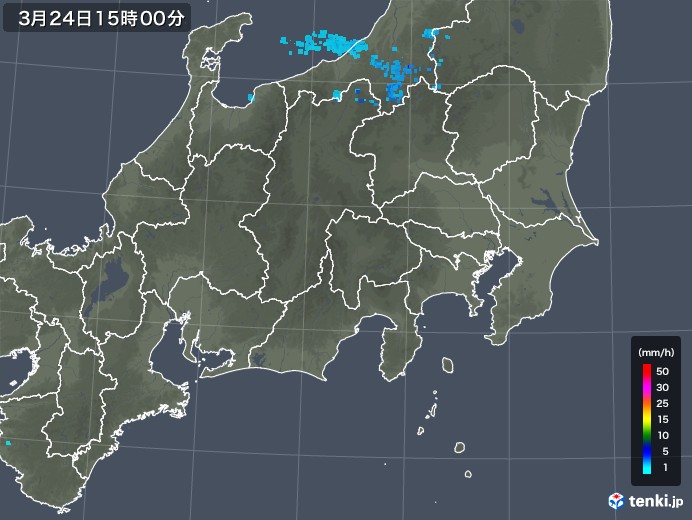 関東・甲信地方の雨雲レーダー(2019年03月24日)