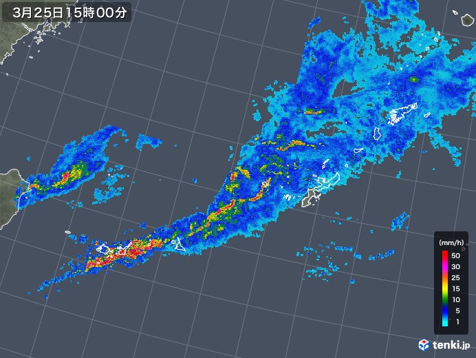 沖縄地方の雨雲レーダー(2019年03月25日)