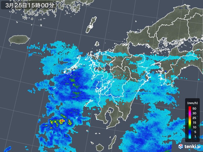 九州地方の雨雲レーダー(2019年03月25日)