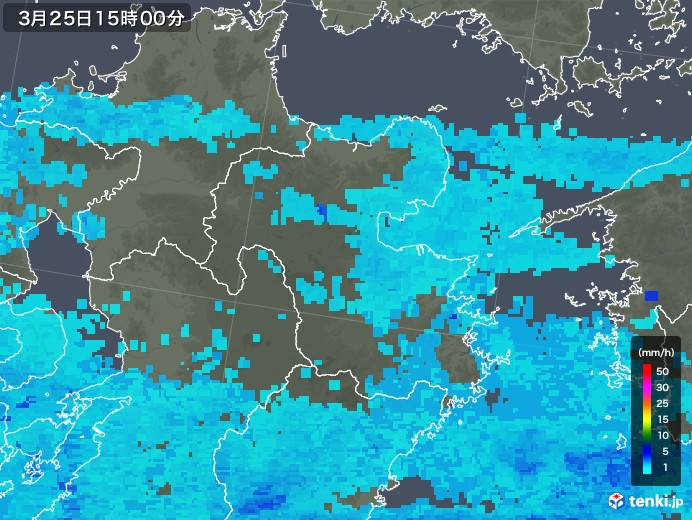 大分県の雨雲レーダー(2019年03月25日)
