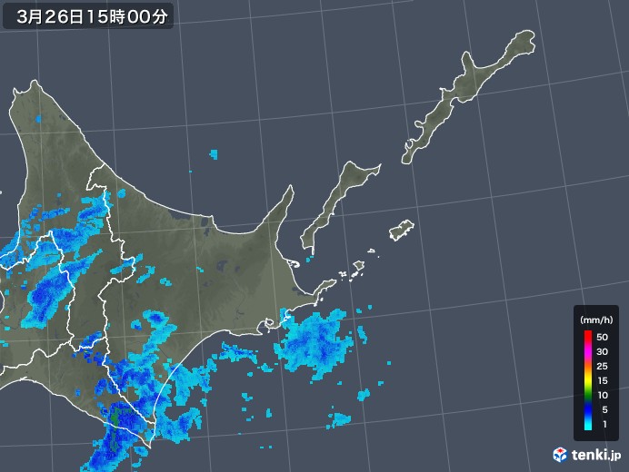 道東の雨雲レーダー(2019年03月26日)