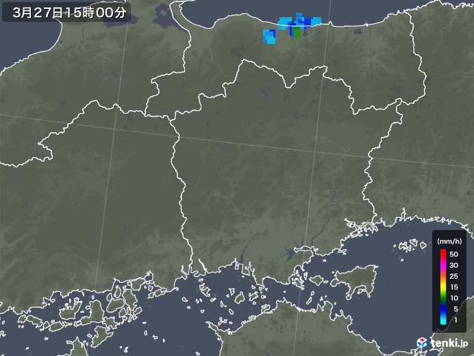 岡山県の雨雲レーダー(2019年03月27日)