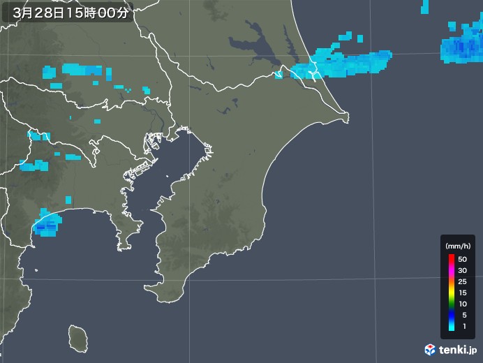 千葉県の雨雲レーダー(2019年03月28日)
