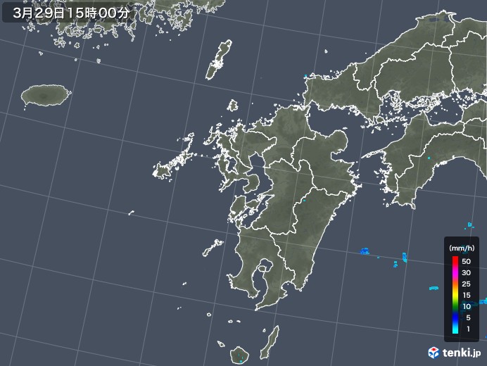 九州地方の雨雲レーダー(2019年03月29日)