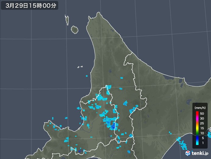 道北の雨雲レーダー(2019年03月29日)