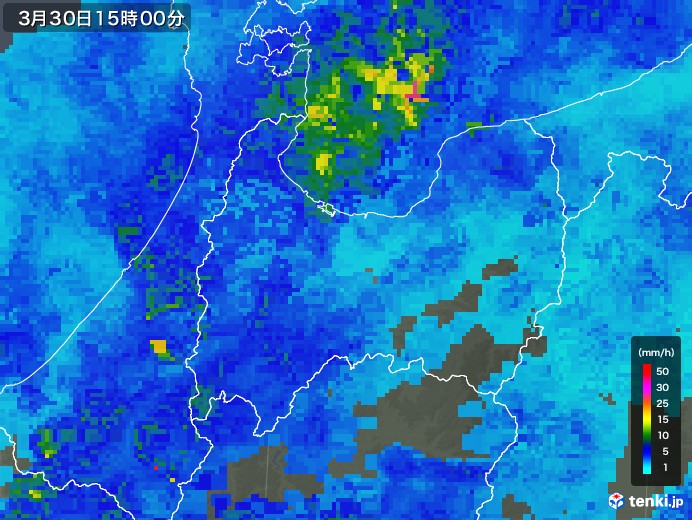 富山県の雨雲レーダー(2019年03月30日)