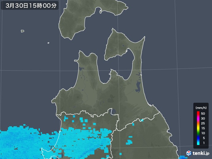 青森県の雨雲レーダー(2019年03月30日)