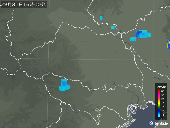 埼玉県の雨雲レーダー(2019年03月31日)