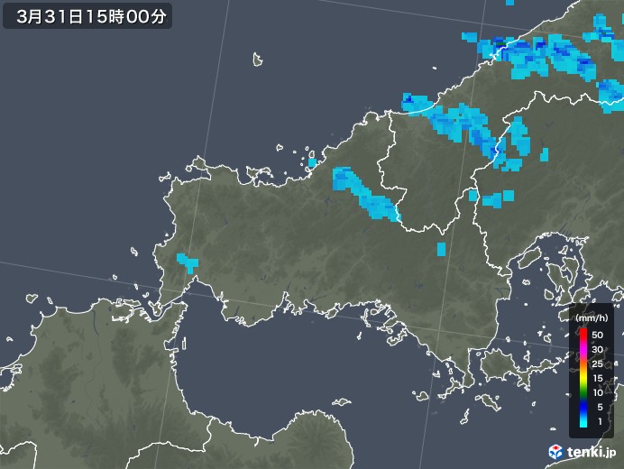 山口県の雨雲レーダー(2019年03月31日)