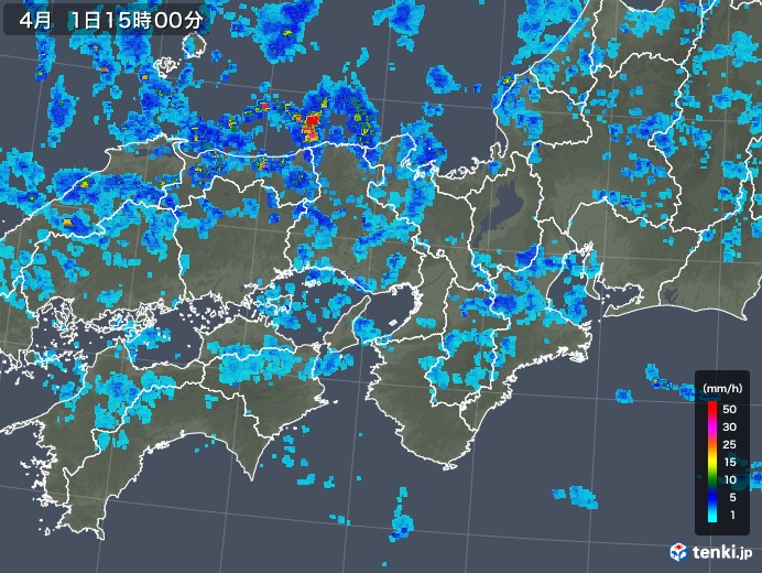 近畿地方の雨雲レーダー(2019年04月01日)