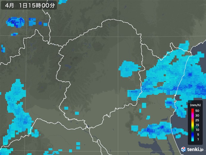 栃木県の雨雲レーダー(2019年04月01日)