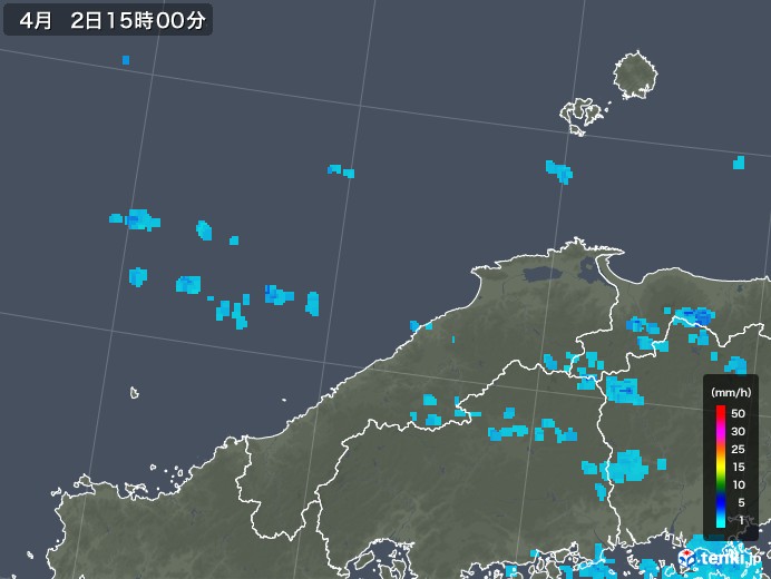 島根県の雨雲レーダー(2019年04月02日)