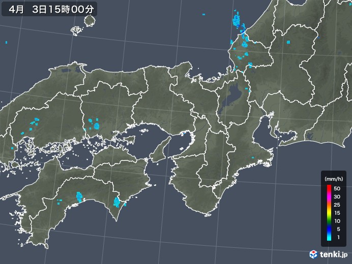 近畿地方の雨雲レーダー(2019年04月03日)