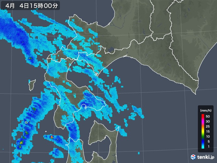 道南の雨雲の動き(2019年04月04日)