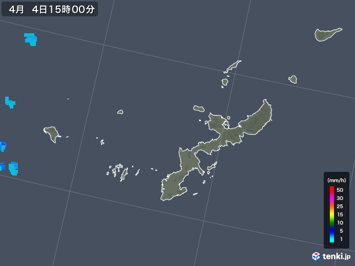 沖縄県の雨雲レーダー(2019年04月04日)