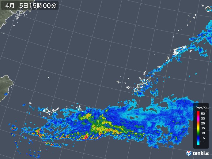 沖縄地方の雨雲レーダー(2019年04月05日)