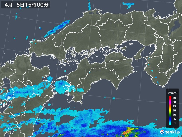 四国地方の雨雲レーダー(2019年04月05日)