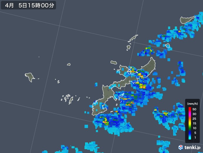 沖縄県の雨雲レーダー(2019年04月05日)
