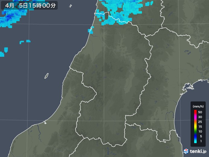 山形県の雨雲レーダー(2019年04月05日)