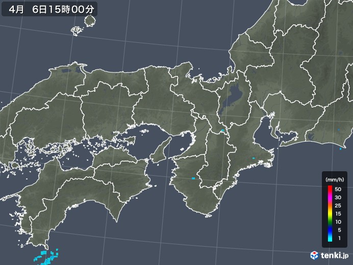 近畿地方の雨雲レーダー(2019年04月06日)